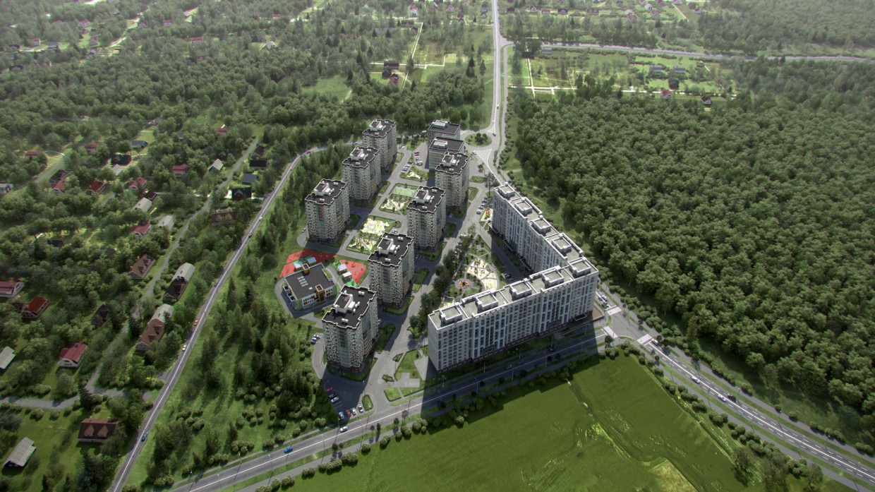 визуализация жилого комплекса в 3d max vray 3.0 изображение