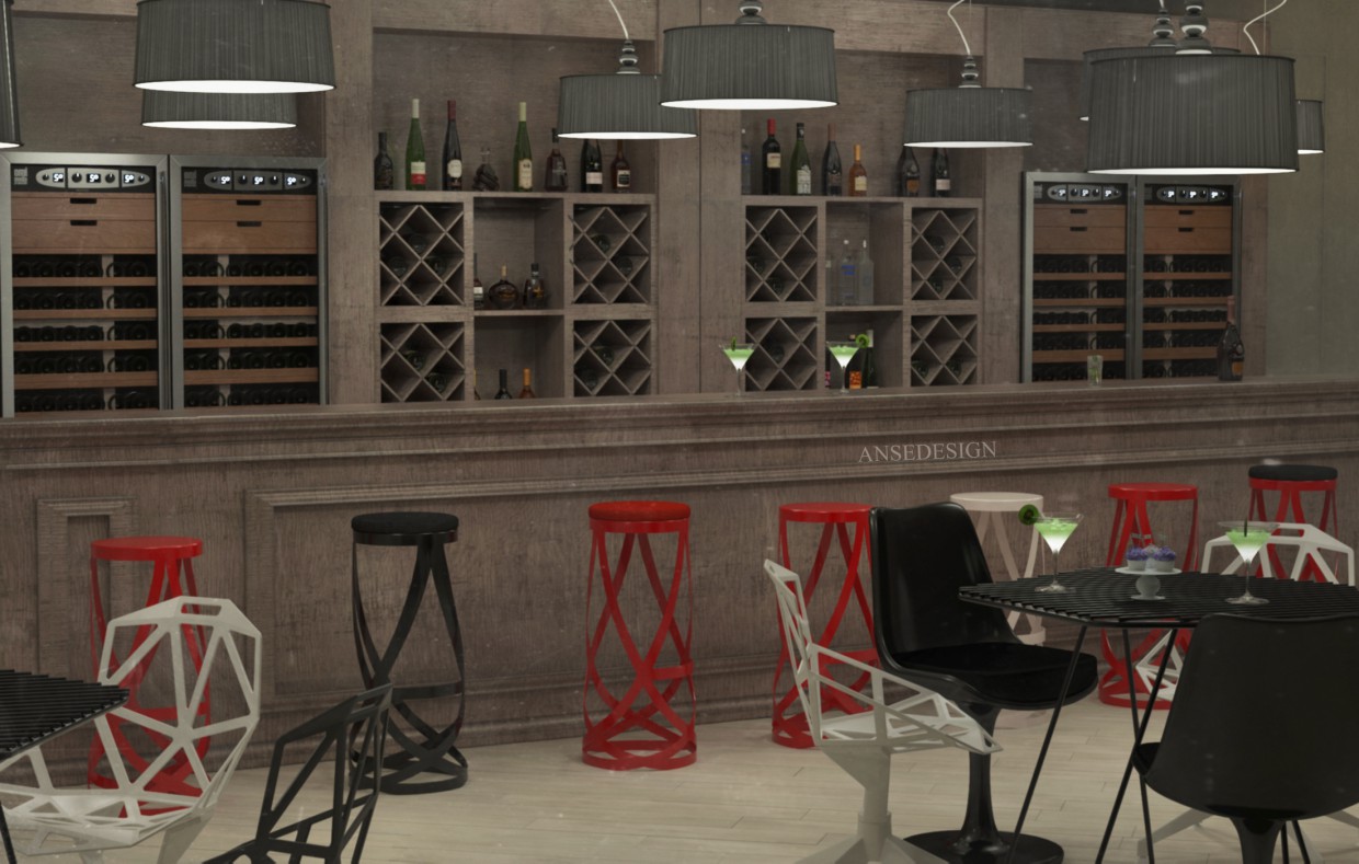 Cafe in modern style. in 3d max vray image