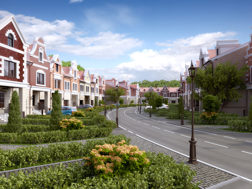 Townhouses in Blender cycles render image