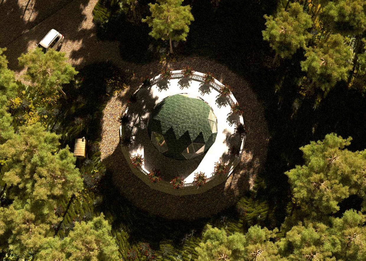 imagen de casa cúpula en 3d max corona render