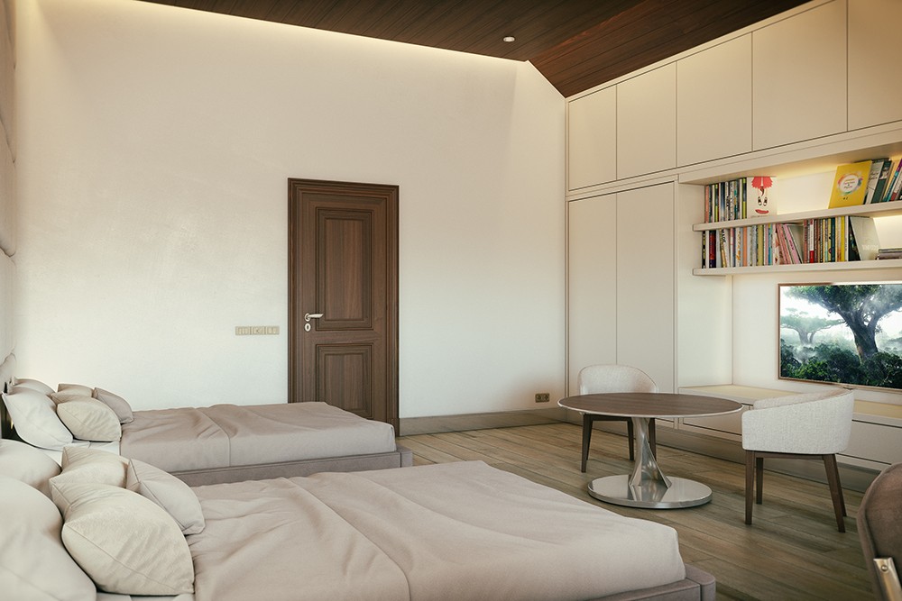 İkiz erkek odası in 3d max corona render resim