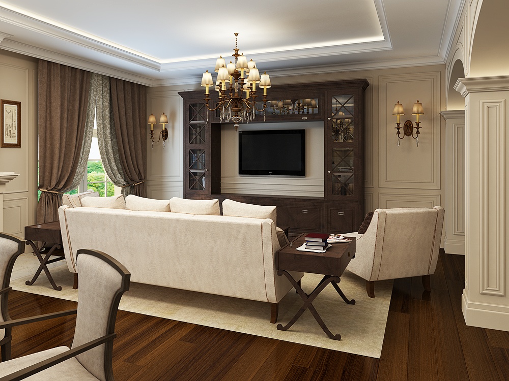 Interni classici dell'appartamento in 3d max corona render immagine