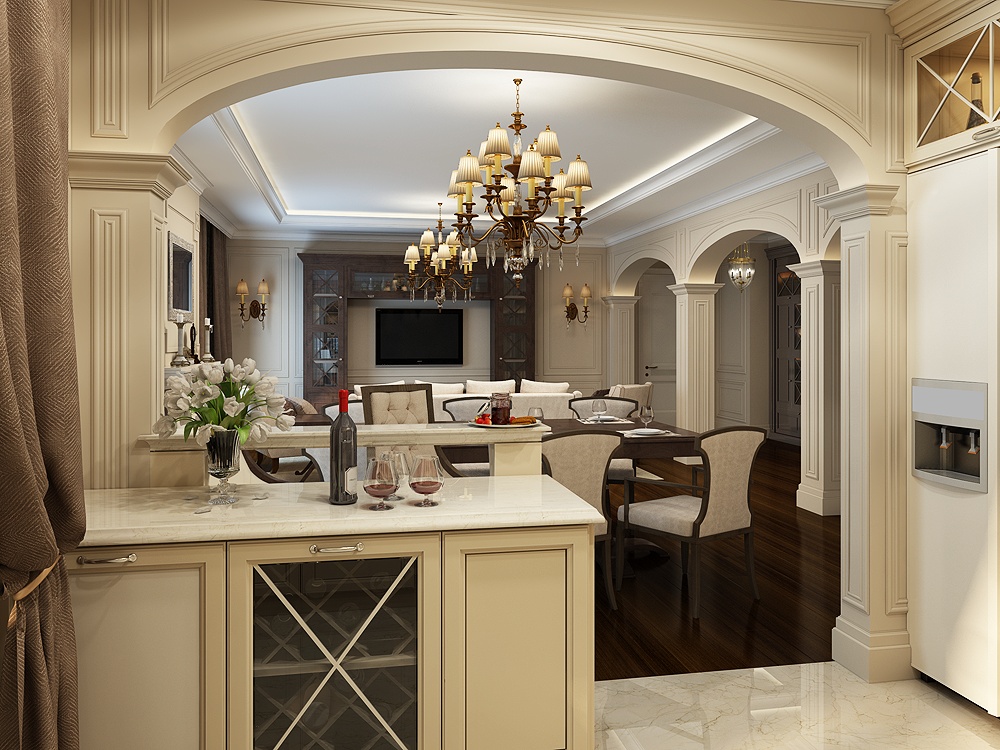imagen de Interior clásico del apartamento en 3d max corona render