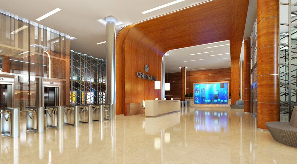 Sberbank of Russia Hall in 3d max corona render image