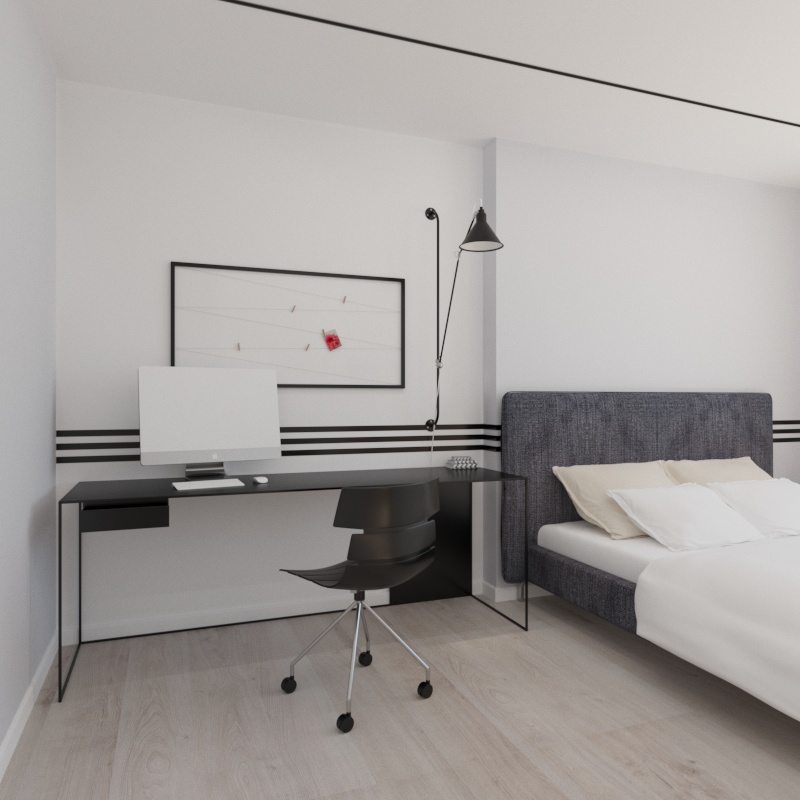 спальня адидас-пацана в 3d max corona render изображение