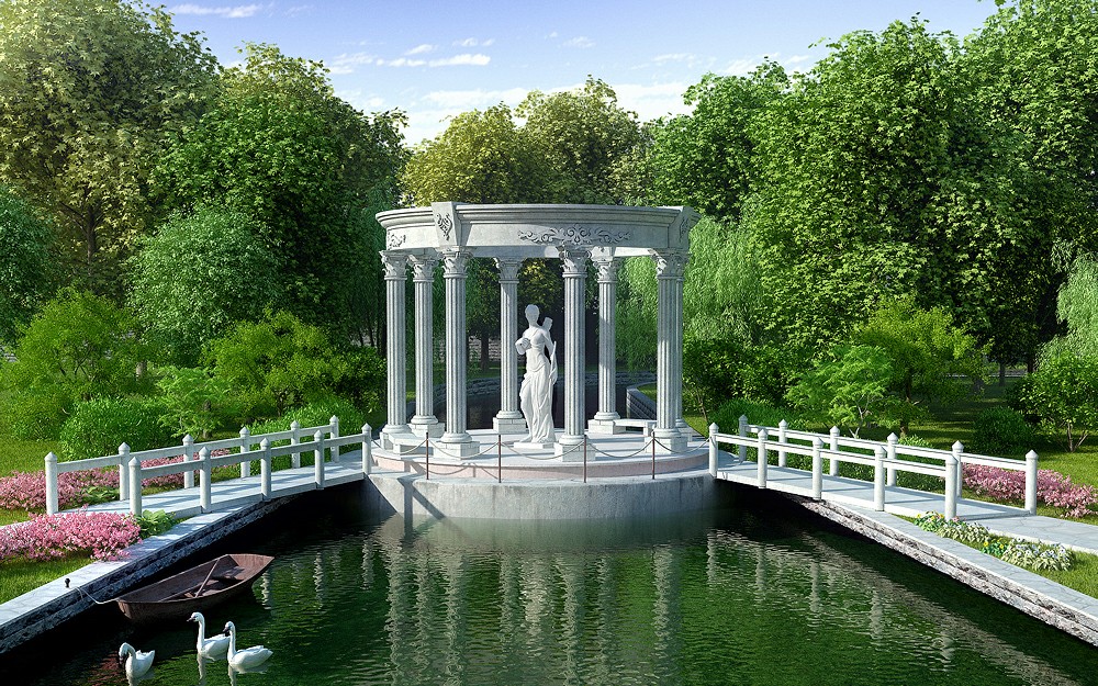 Millennium Park'ta Çevre Düzenlemesi in Blender corona render resim