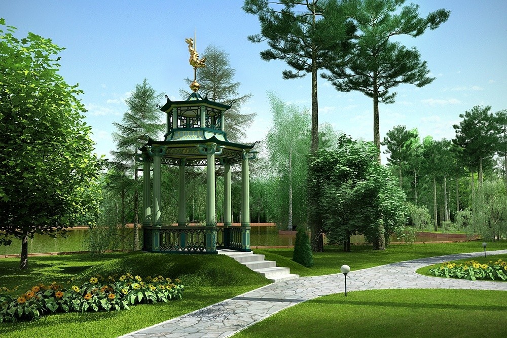 Landscaping of the territory "Deauville" in 3d max corona render image