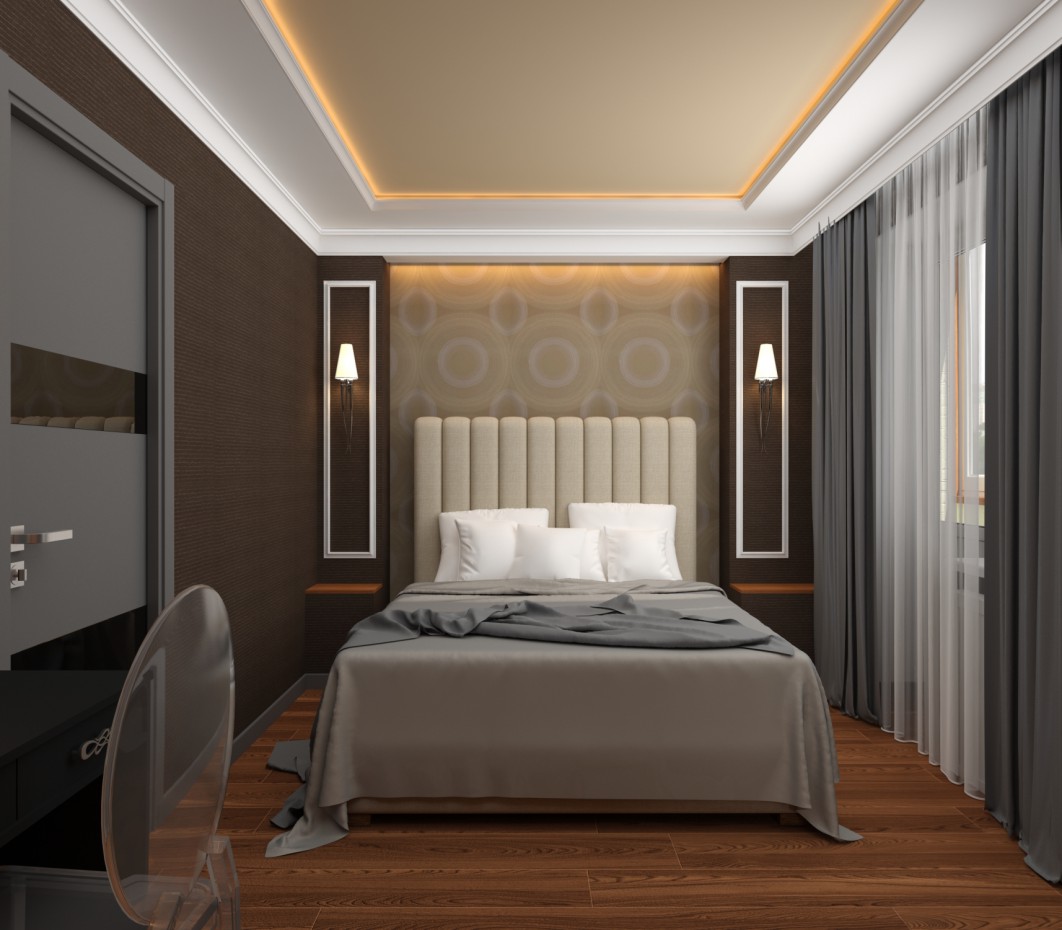 Bedroom in the style of Art Deco in 3d max vray image