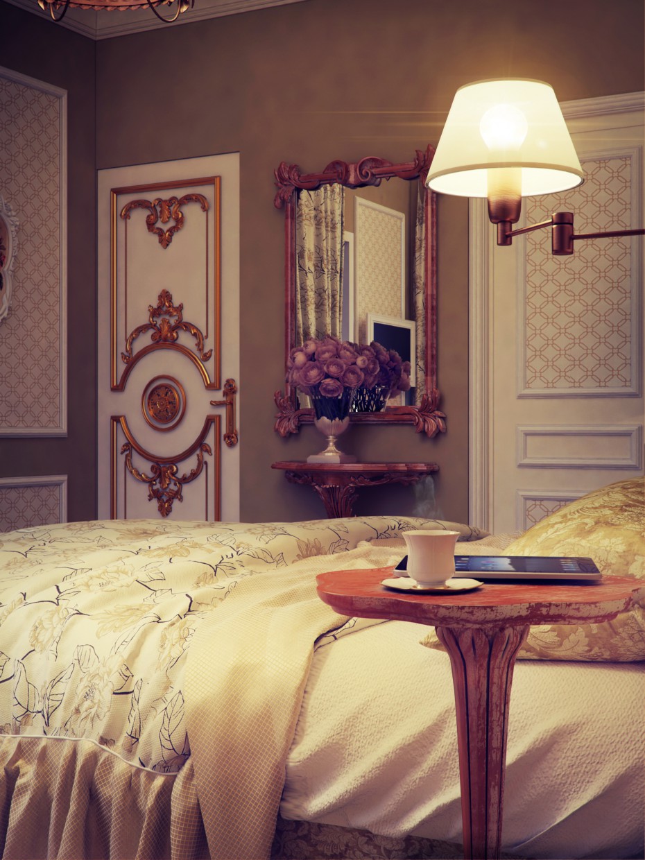 classico camera da letto degli ospiti in 3d max vray immagine