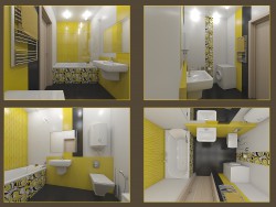 Diseño de azulejos de baño Tubadzin, colección color amarillo