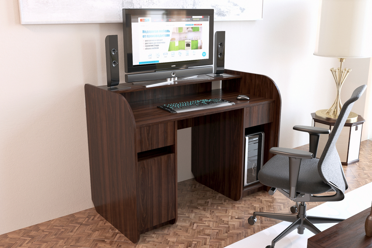 Computer desk in 3d max corona render image