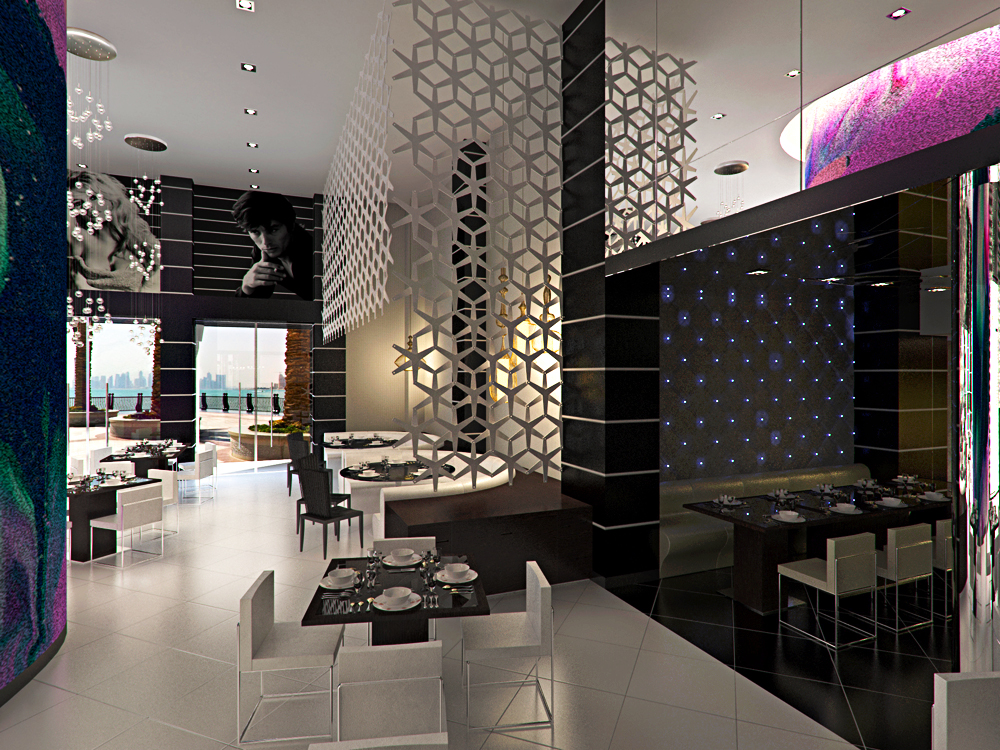 दुबई में रेस्तरां Blender cycles render में प्रस्तुत छवि