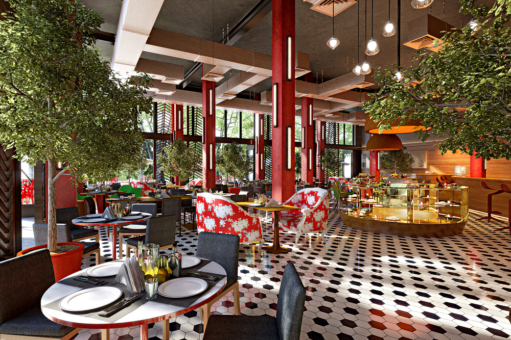 Gorky Park'taki Restoran in 3d max corona render resim