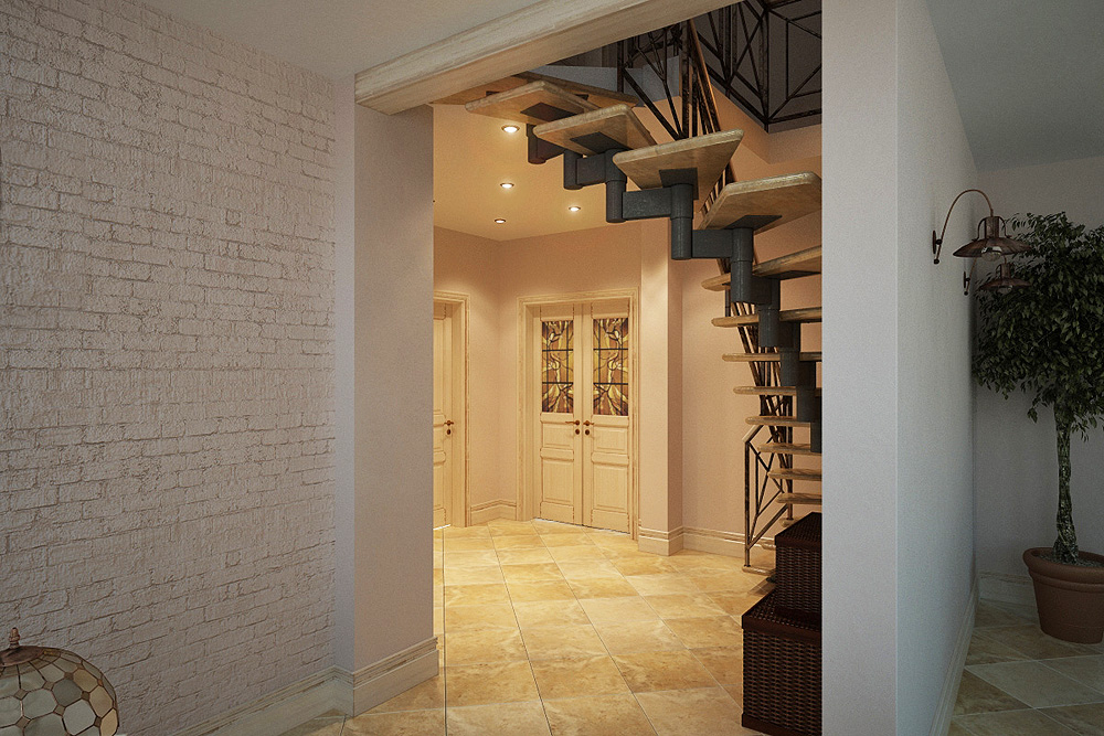 Projeto de design de uma casa de 200 m² no estilo de "Provence" em 3d max corona render imagem