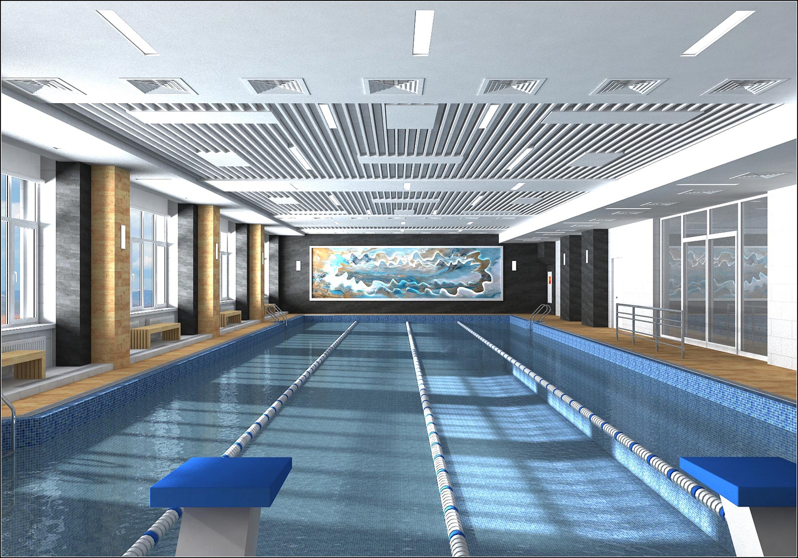 Das Projekt der Innenarchitektur des Pools in Tschernihiw in 3d max vray 1.5 Bild