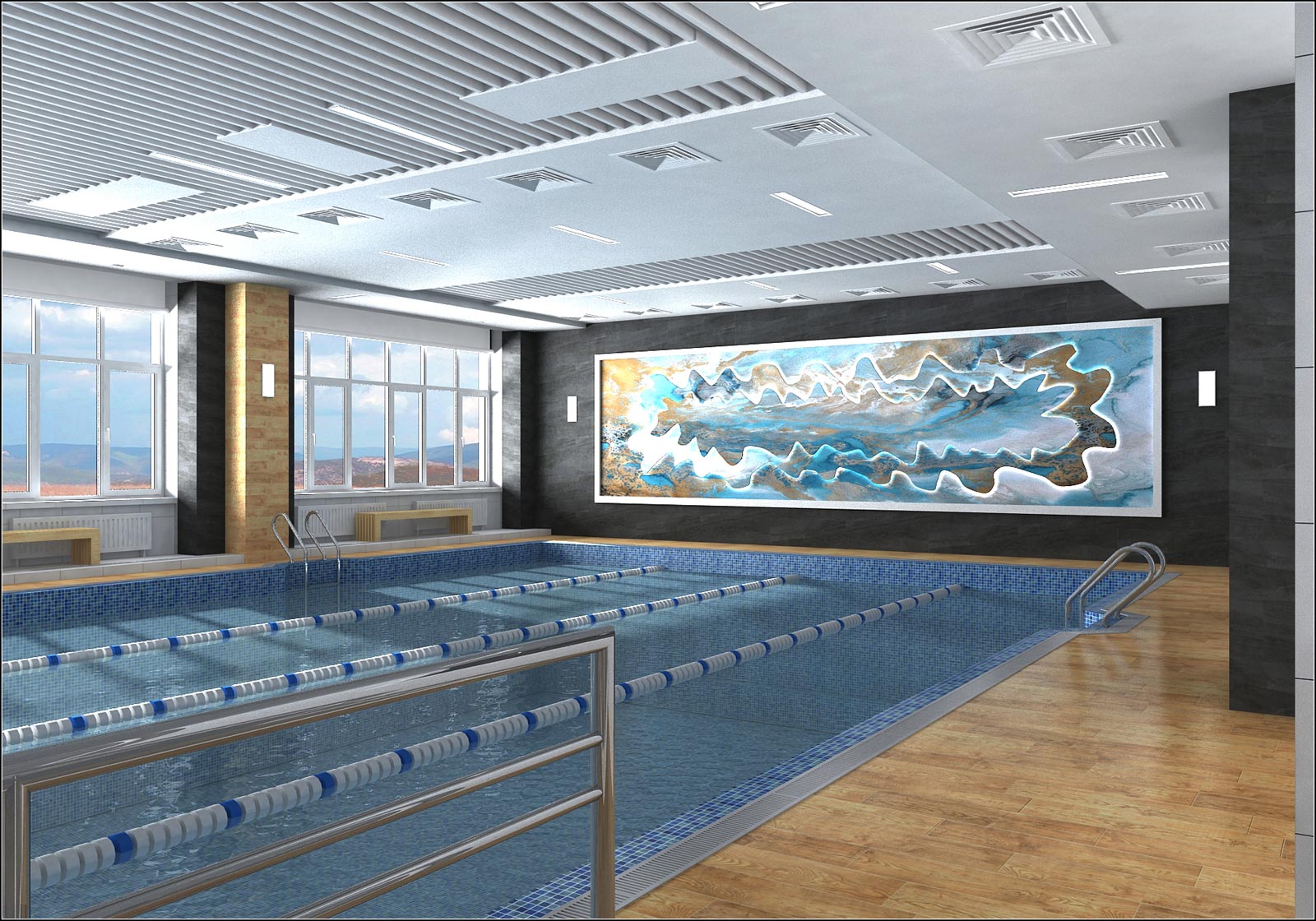 Проект дизайну інтер'єру басейну в Чернігові в 3d max vray 1.5 зображення