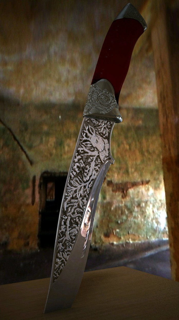 शिकार चाकू 3d max vray में प्रस्तुत छवि
