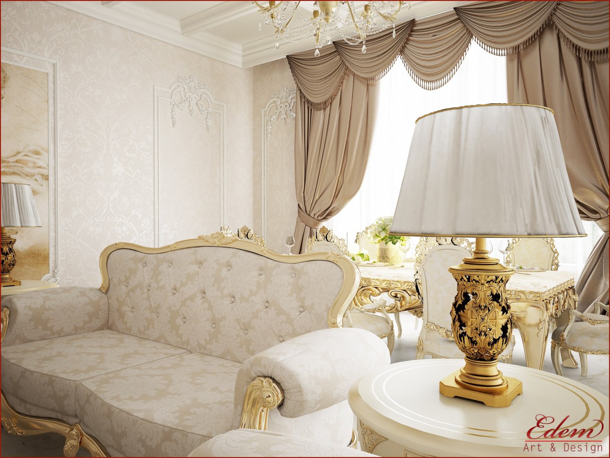 imagen de sala de estar en el estilo clásico) en 3d max vray