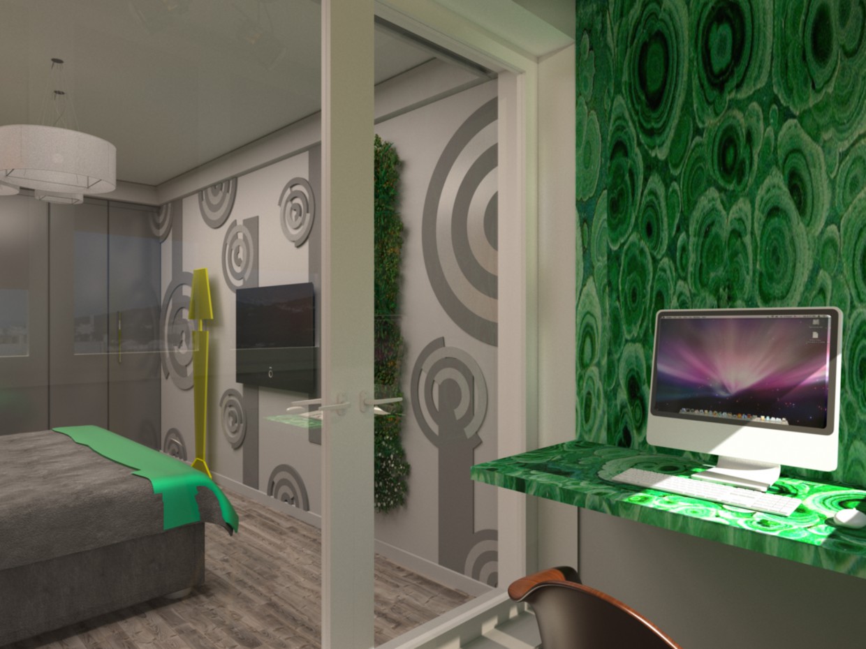 imagen de Dormitorio en color ámbar en 3d max vray