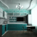 एक रसोई-लिविंग रूम का इंटीरियर 3d max vray में प्रस्तुत छवि