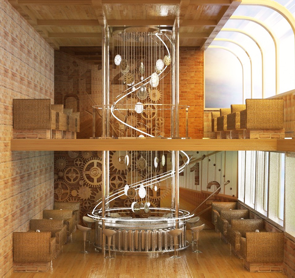 Two floor cafe in 3d max vray image