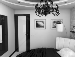 Bedroom in black and white