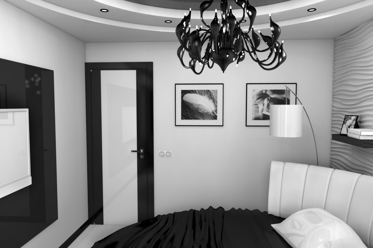чорно-біла спальня в Інше Other зображення