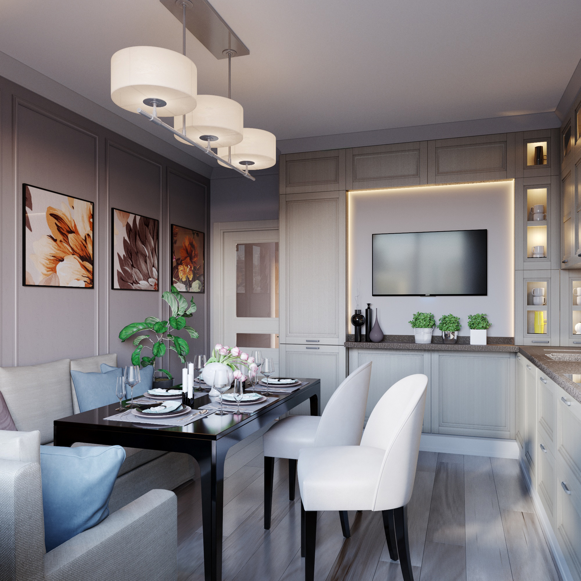 Кухня з комфортом в 3d max corona render зображення