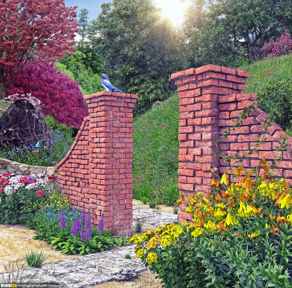 Garden in 3d max corona render image