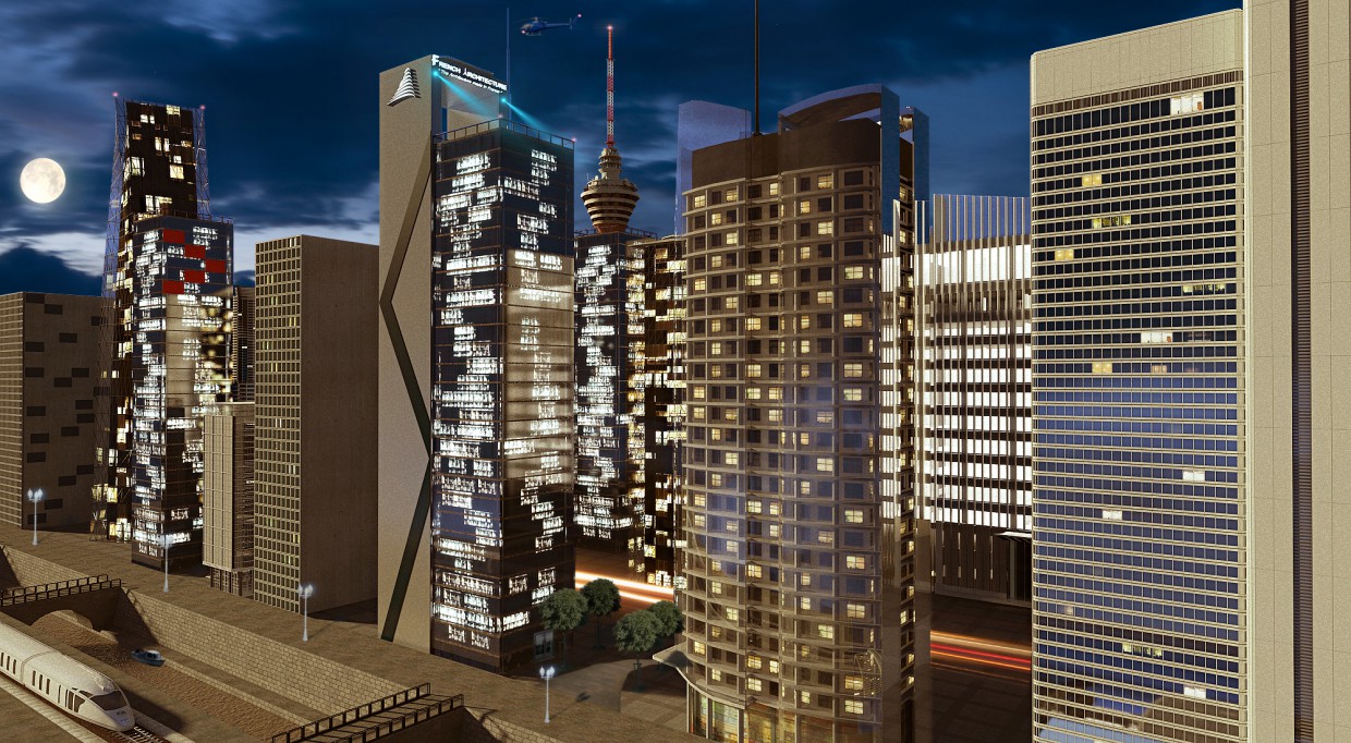 city in 3d max mental ray image