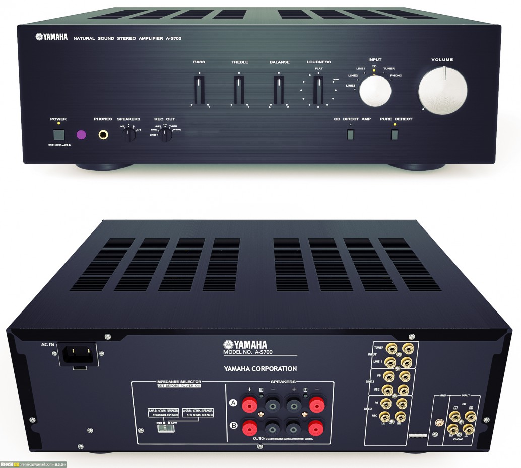 Amplificateur stéréo Yamaha A-S700-noir dans 3d max corona render image