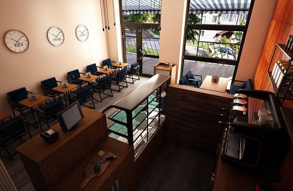 Cafe in 3d max vray 3.0 resim