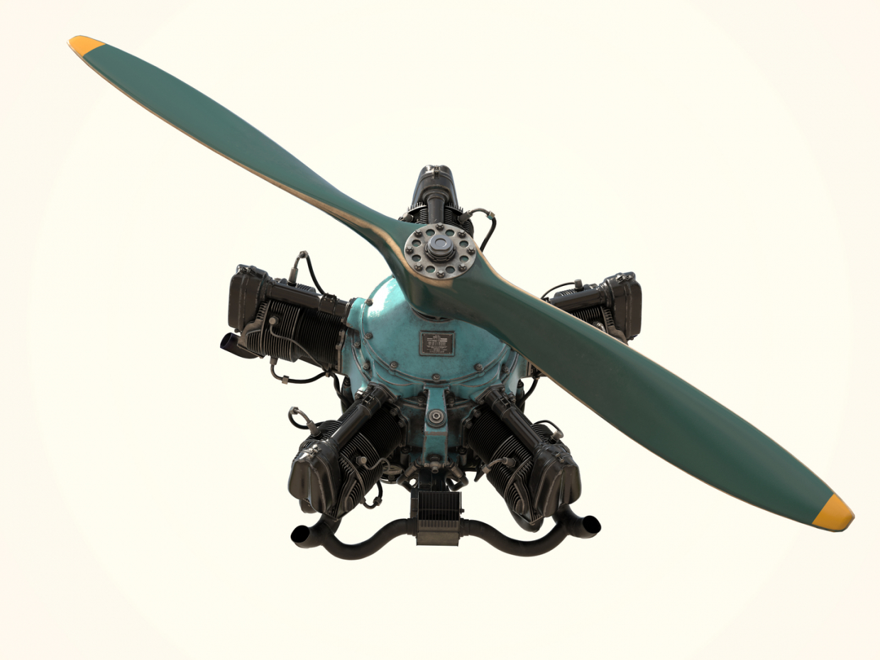 Uçak motoru M-11 3D modeli in 3d max vray 2.5 resim