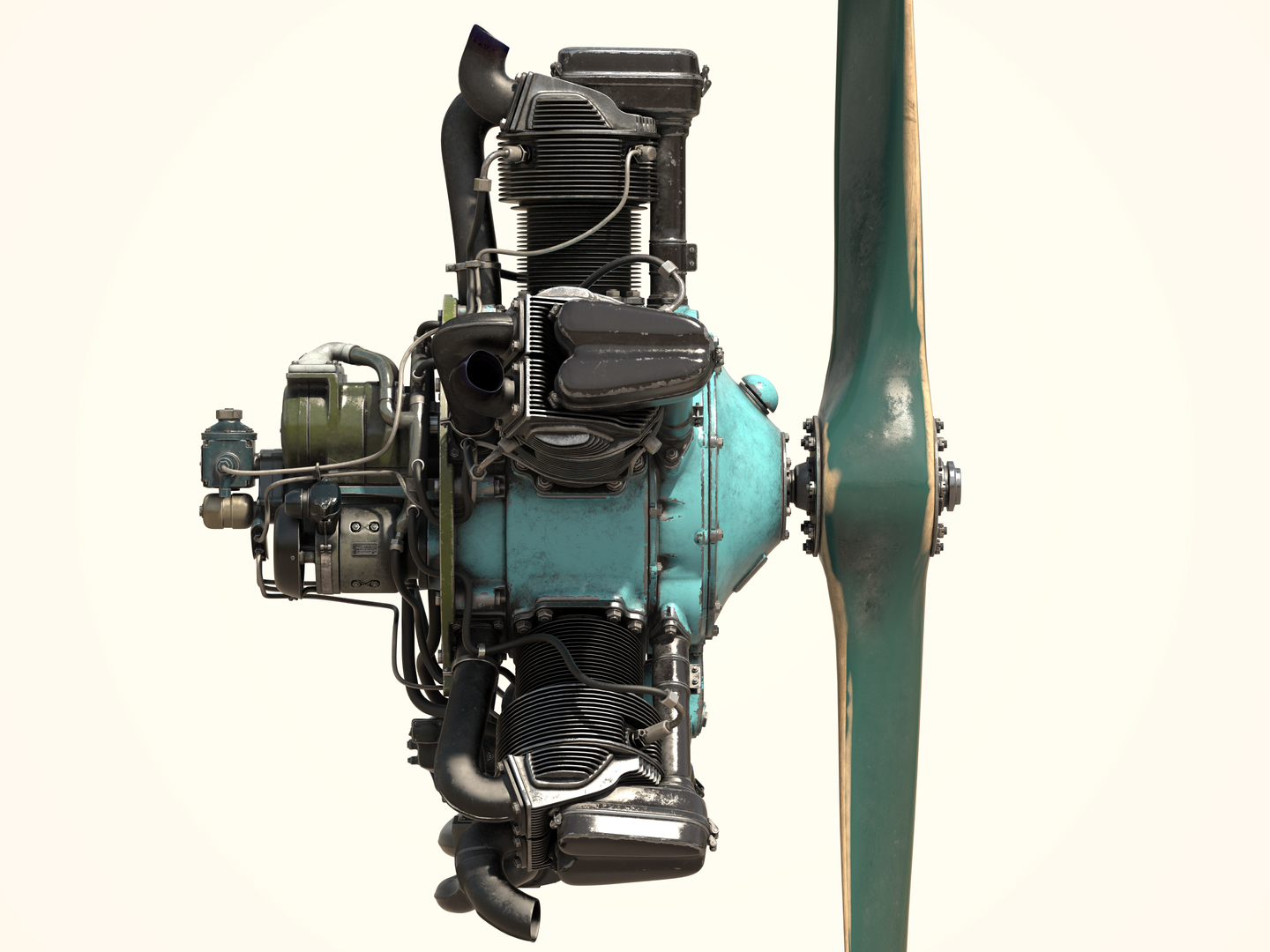 Uçak motoru M-11 3D modeli in 3d max vray 2.5 resim