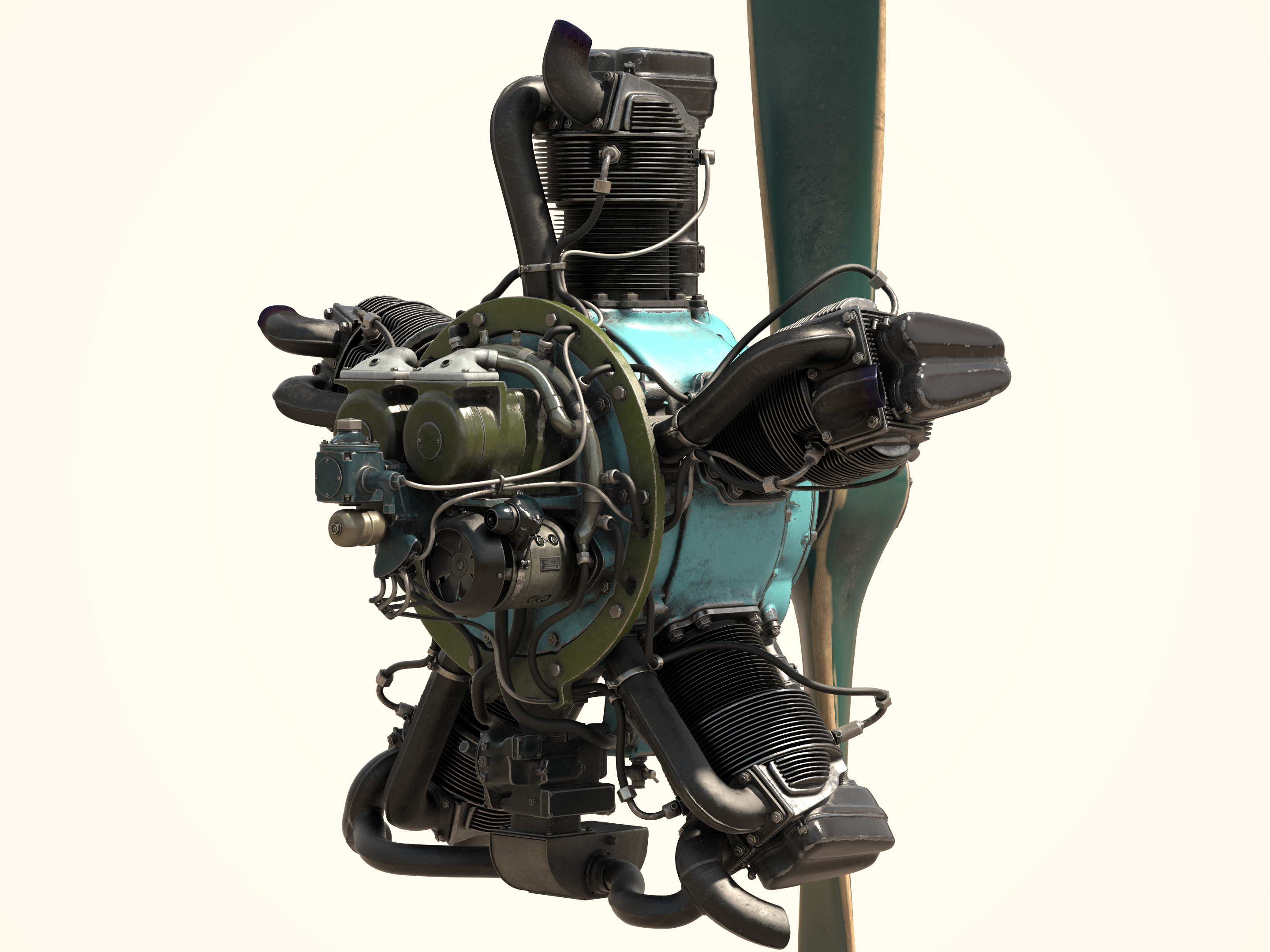 Aircraft engine M-11 3D model in 3d max vray 2.5 image