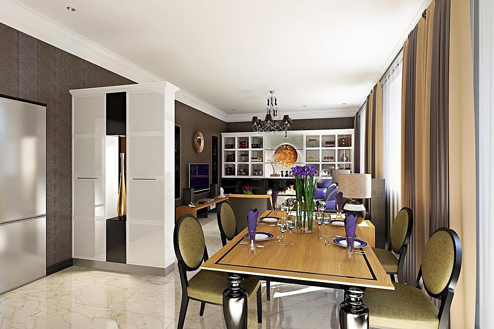 रहने वाले कमरे और रसोईघर Blender cycles render में प्रस्तुत छवि