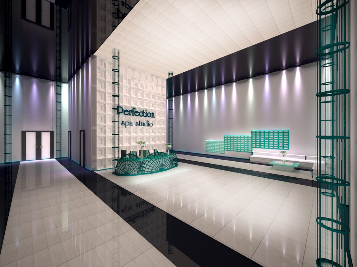 Spa Center Hall in 3d max vray image