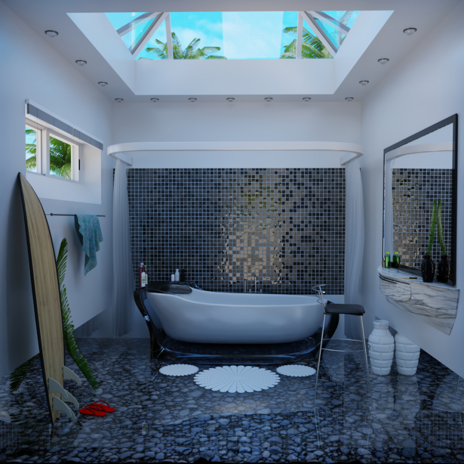 बाथरूम Blender cycles render में प्रस्तुत छवि