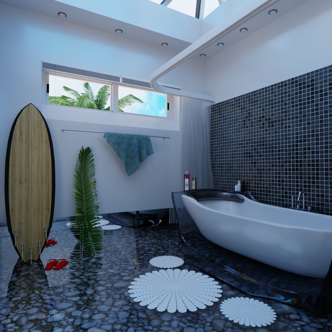 बाथरूम Blender cycles render में प्रस्तुत छवि