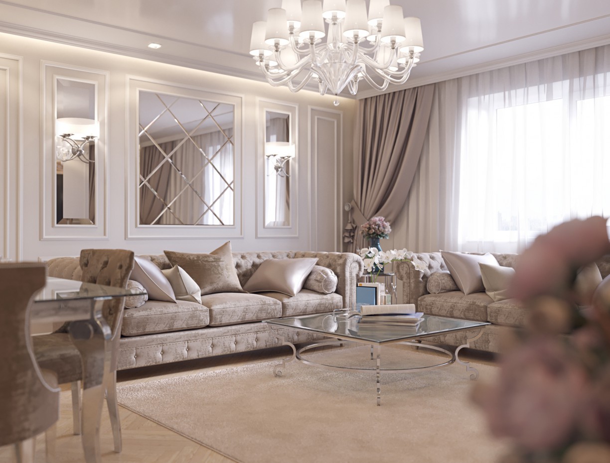 Визуализация гостиной в 3d max corona render изображение