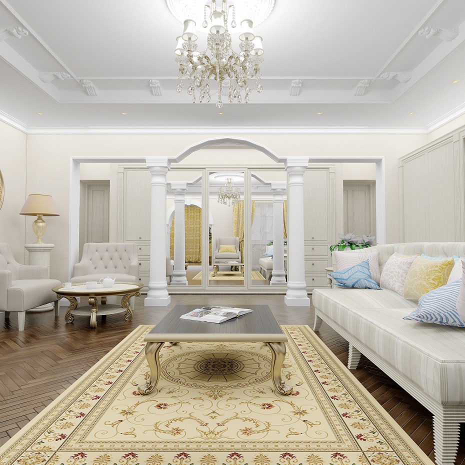 Sala de estar em estilo clássico em 3d max vray imagem