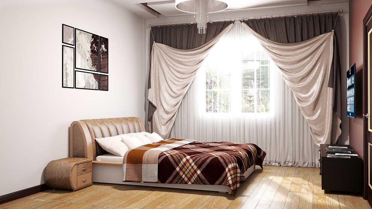 Bedroom in minimalistic style in 3d max vray image