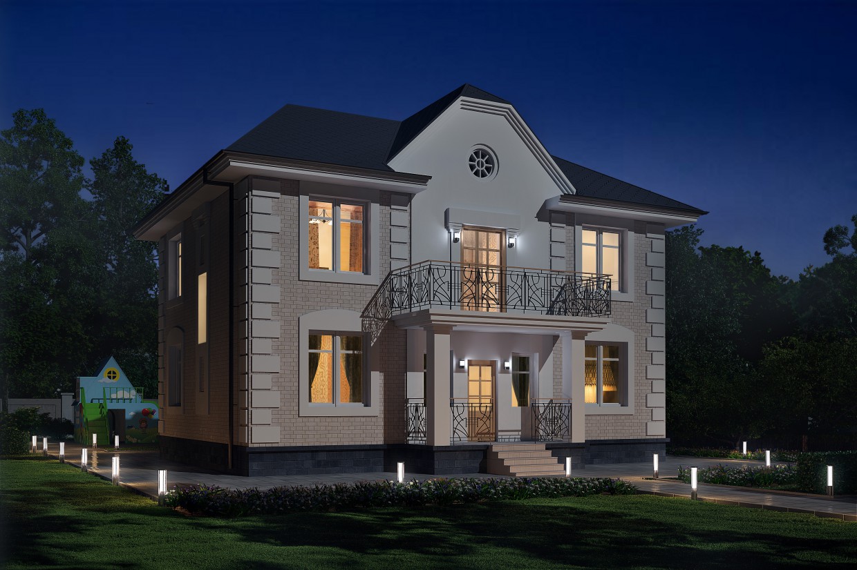 2 storey house with playground in 3d max vray 3.0 image