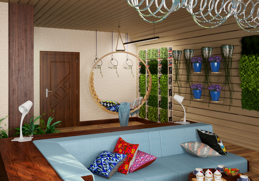 imagen de Sala de estar verde en 3d max vray 3.0