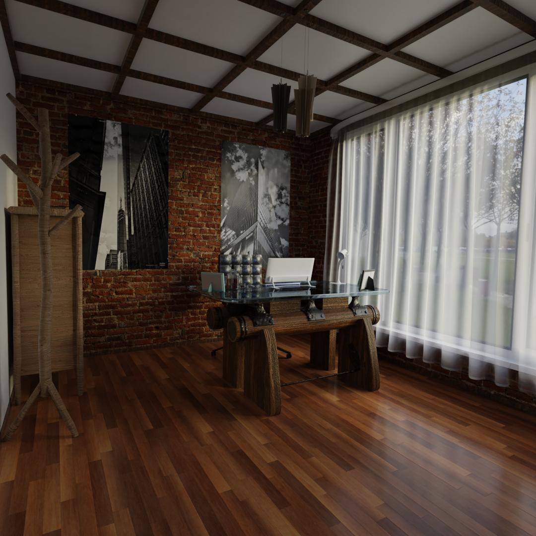 Study room in Blender cycles render image