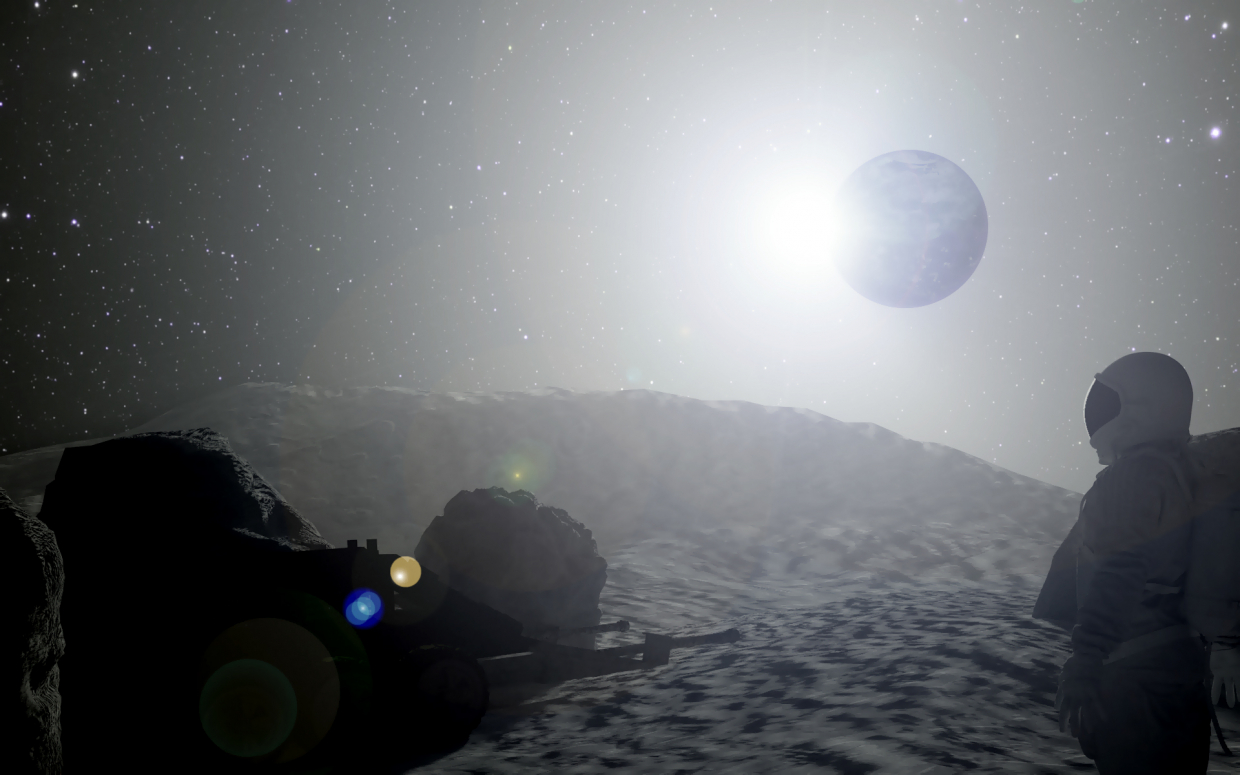 View from the moon in Cinema 4d corona render image
