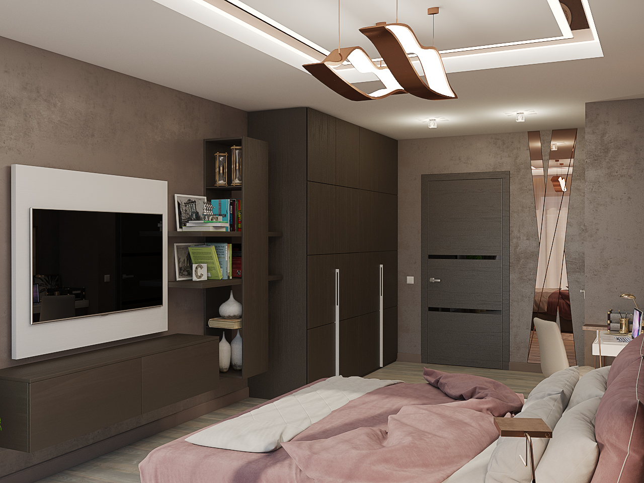Bedroom in hotel style in 3d max vray 3.0 image