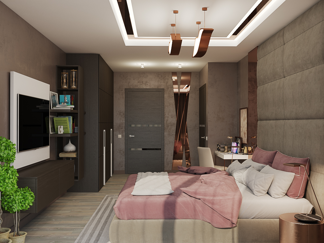 imagen de Dormitorio en estilo de hotel en 3d max vray 3.0