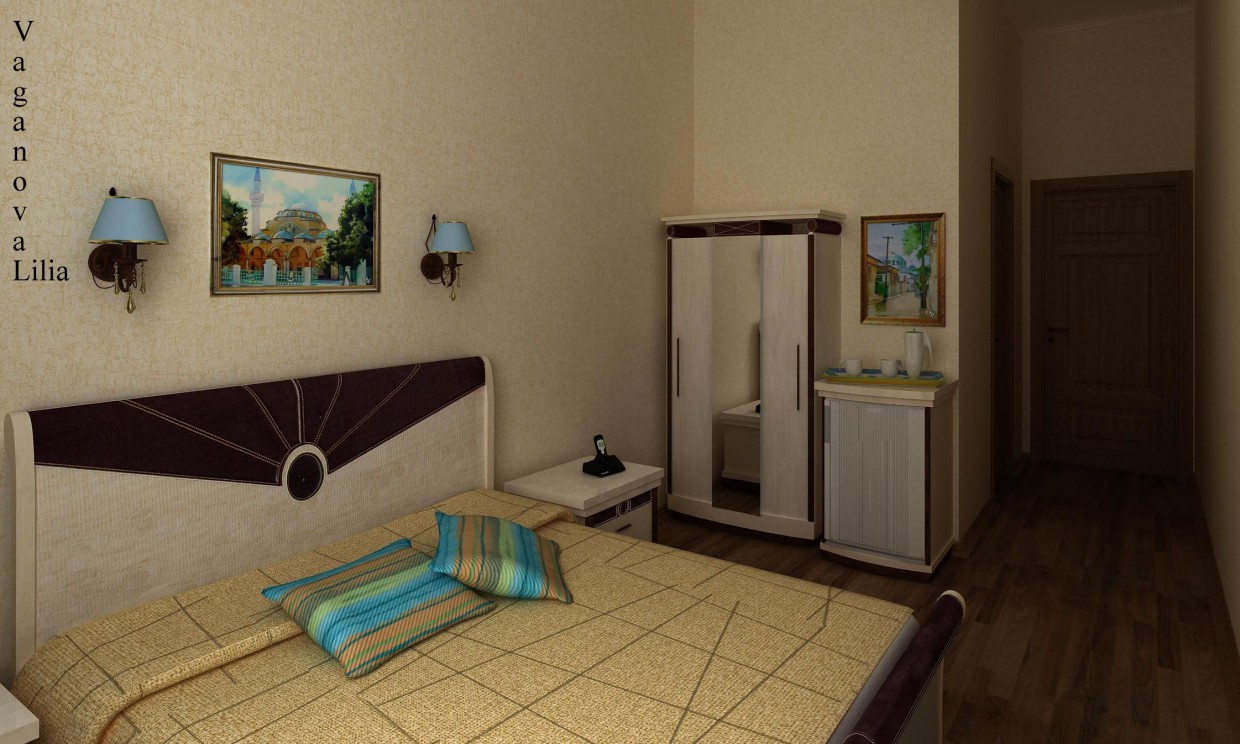Hotel room in 3d max vray image
