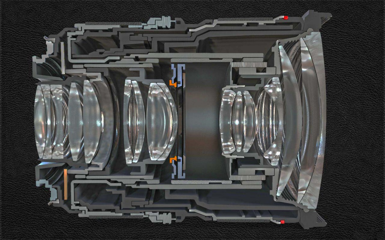 imagen de canon lentes en Maya vray
